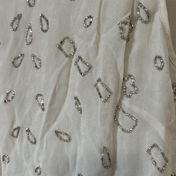 CHAN LUU sequin romper lunar rock silver beaded adjustable straps Sz XS - Picture 4 of 14